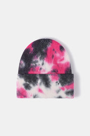 Bi-Color Tie-Dye Cuffed Rib-Knit Beanie