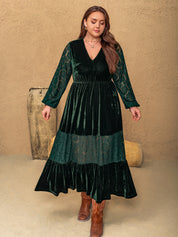 Peek-A-Boo Velvet and Lace Midi Dress
