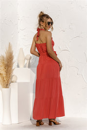 Sharon Halter Neck Tie Waist Maxi Dress