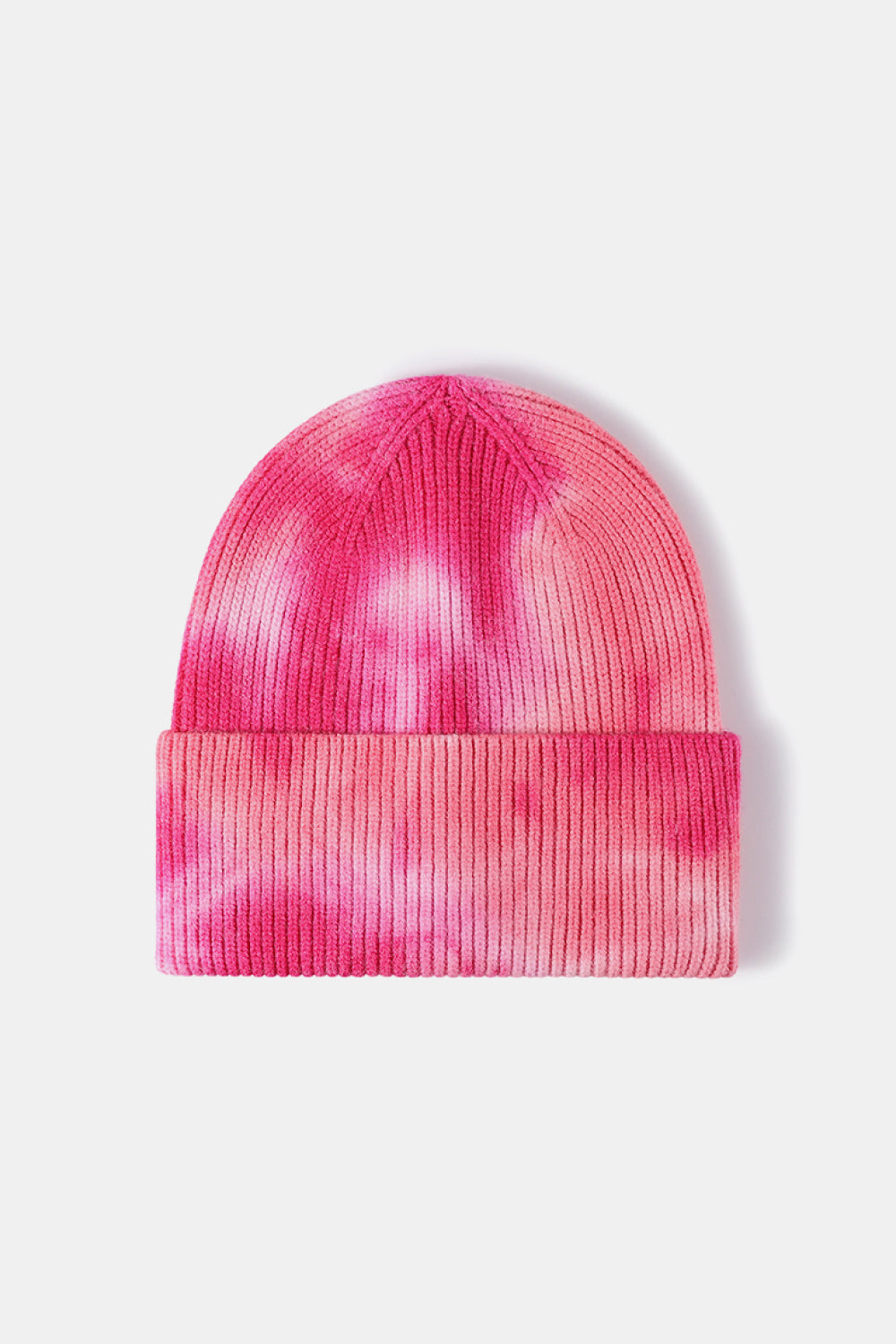 Bi-Color Tie-Dye Cuffed Rib-Knit Beanie