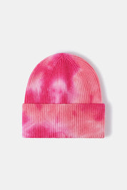 Bi-Color Tie-Dye Cuffed Rib-Knit Beanie