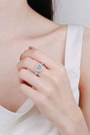 1 Carat Moissanite Platinum-Plated Heart Ring