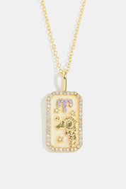 Rhinestone Zodiac Constellation Pendant Copper Necklace