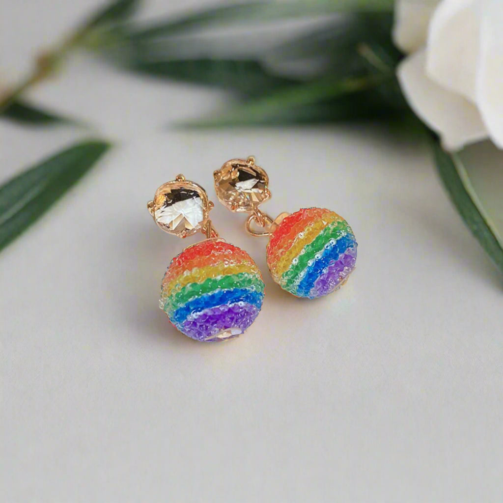 Rainbow Crystal Bead Earrings