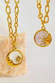 Heavenly Sun or Moon 18K gold-plated Necklace