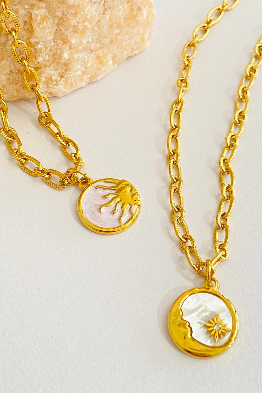 Heavenly Sun or Moon 18K gold-plated Necklace