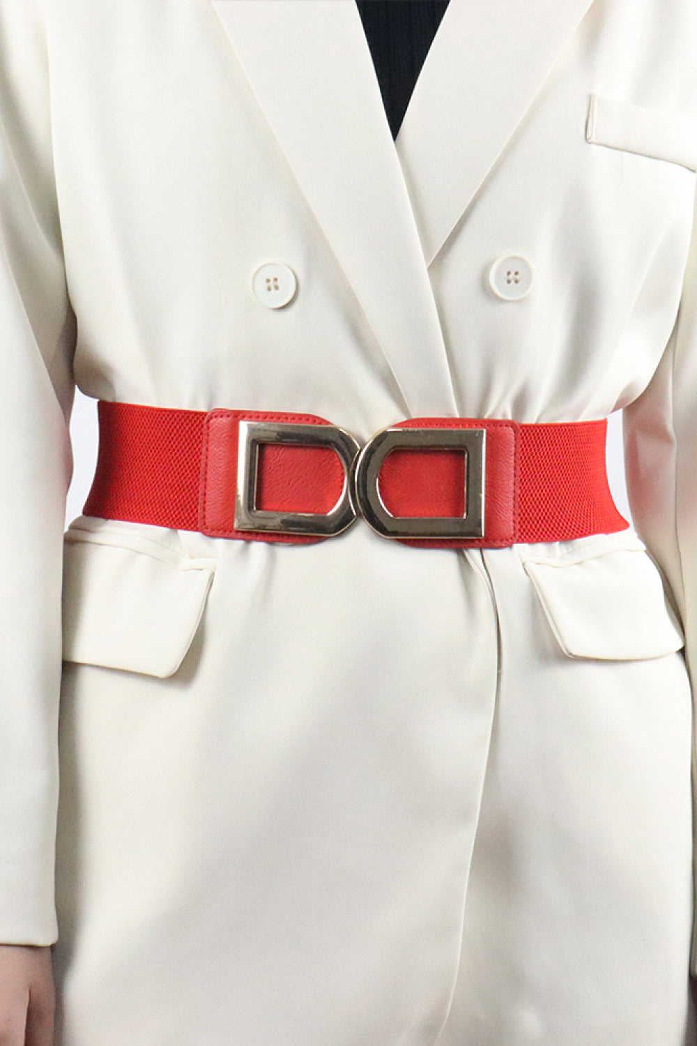 Double D Buckle Faux Leather Belt