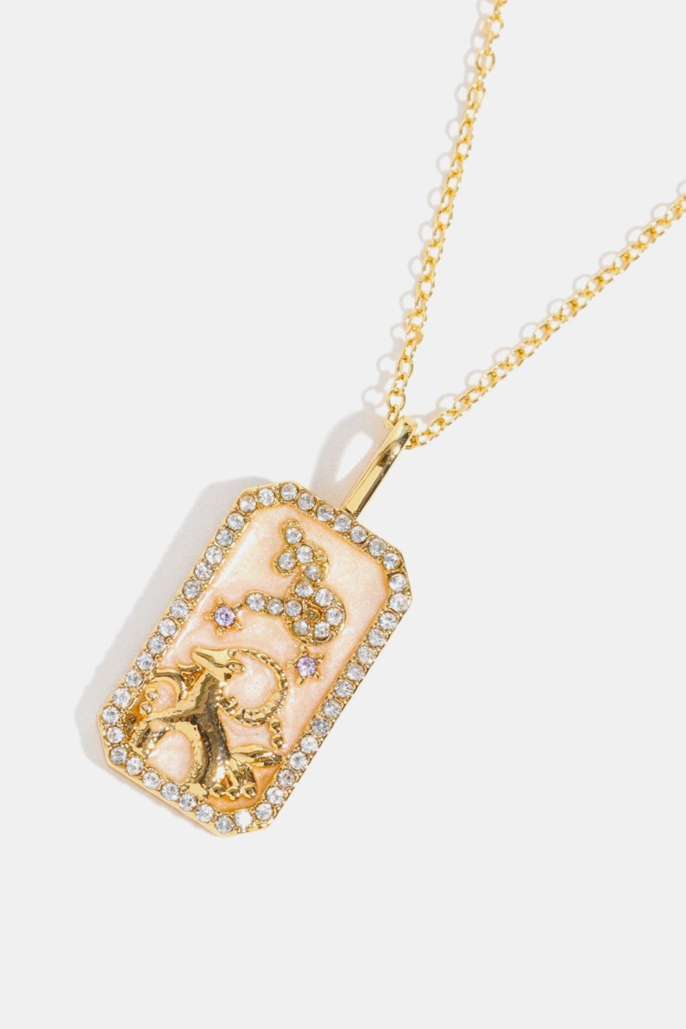 Rhinestone Zodiac Constellation Pendant Copper Necklace
