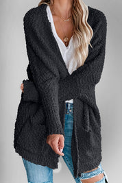 Book Nook Bouclé Open-Front Cardigan