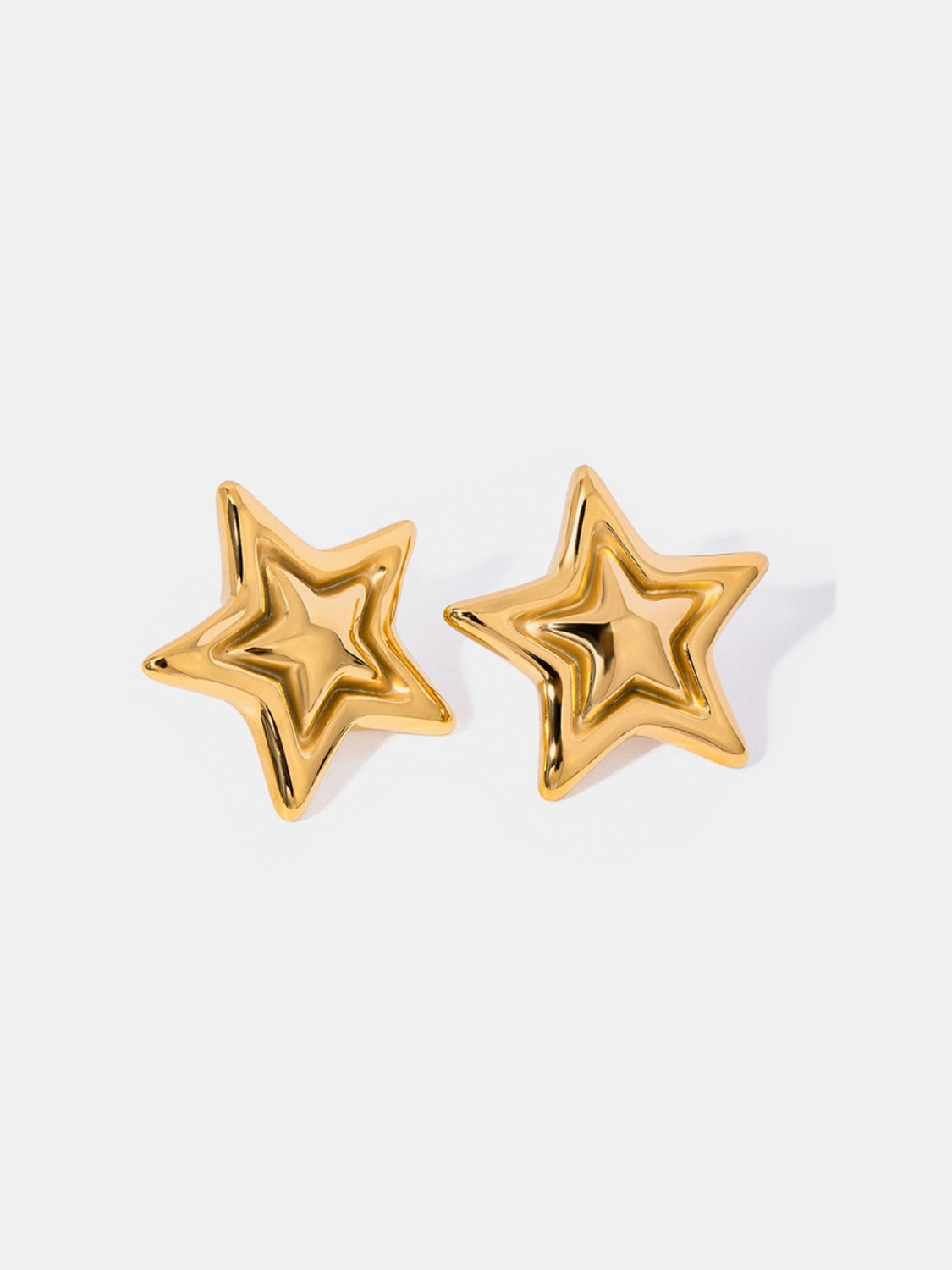 18K Gold-Plated Inlaid Star Stud Earrings