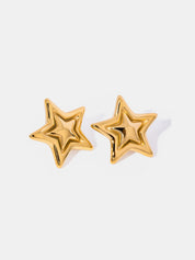 18K Gold-Plated Inlaid Star Stud Earrings