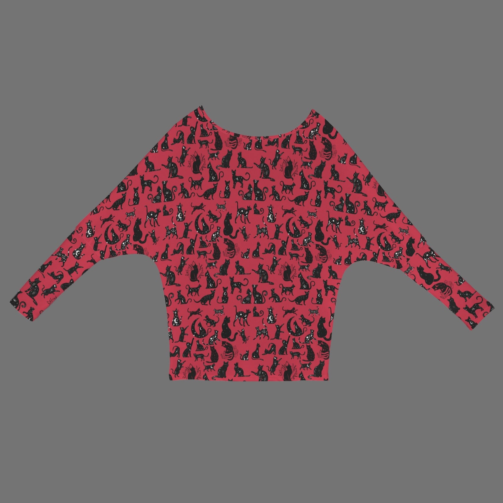 Mystical Cats TK Exclusive Off Shoulder Pullover Batwing Sweater