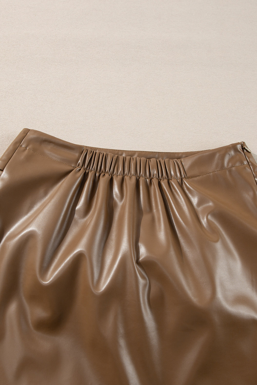Gingerbread Faux Eva Leather Mini Skirt