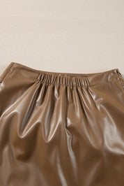 Gingerbread Faux Eva Leather Mini Skirt