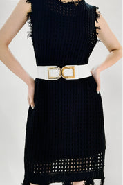 Double D Buckle Faux Leather Belt