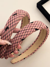 Pink Plaid Wide Headband