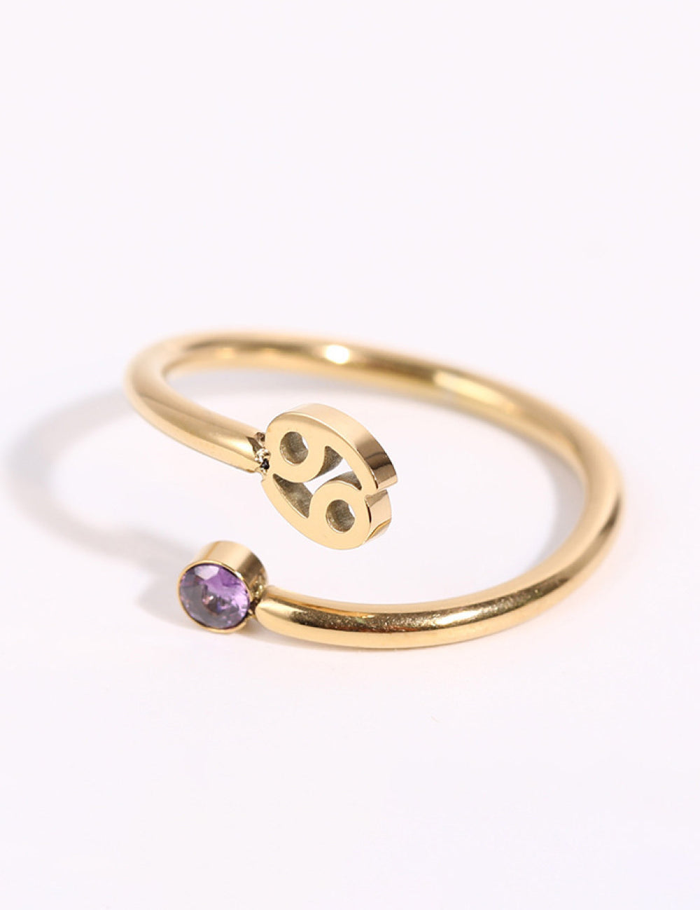 Minimalist Zodiac Gemstone 18K Gold-Plated Bypass Ring