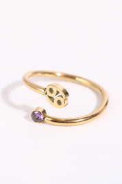 Minimalist Zodiac Gemstone 18K Gold-Plated Bypass Ring