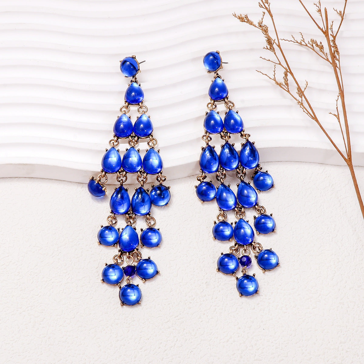 Glass Tiered Drop Earrings