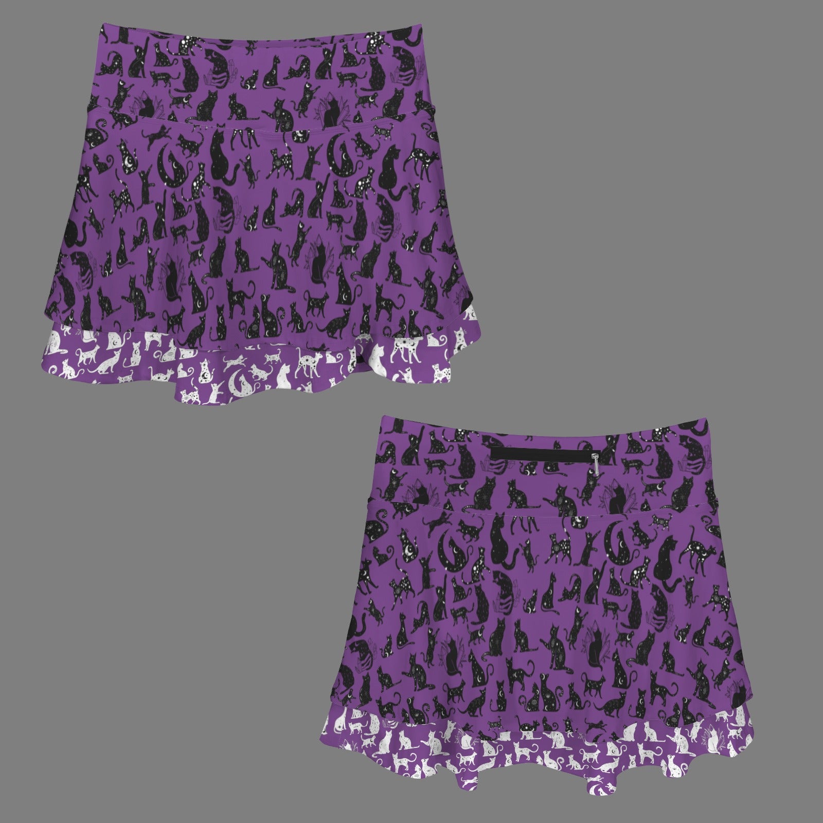 Plum Mystical Cats TK Exclusive Double Layer Mini Skort