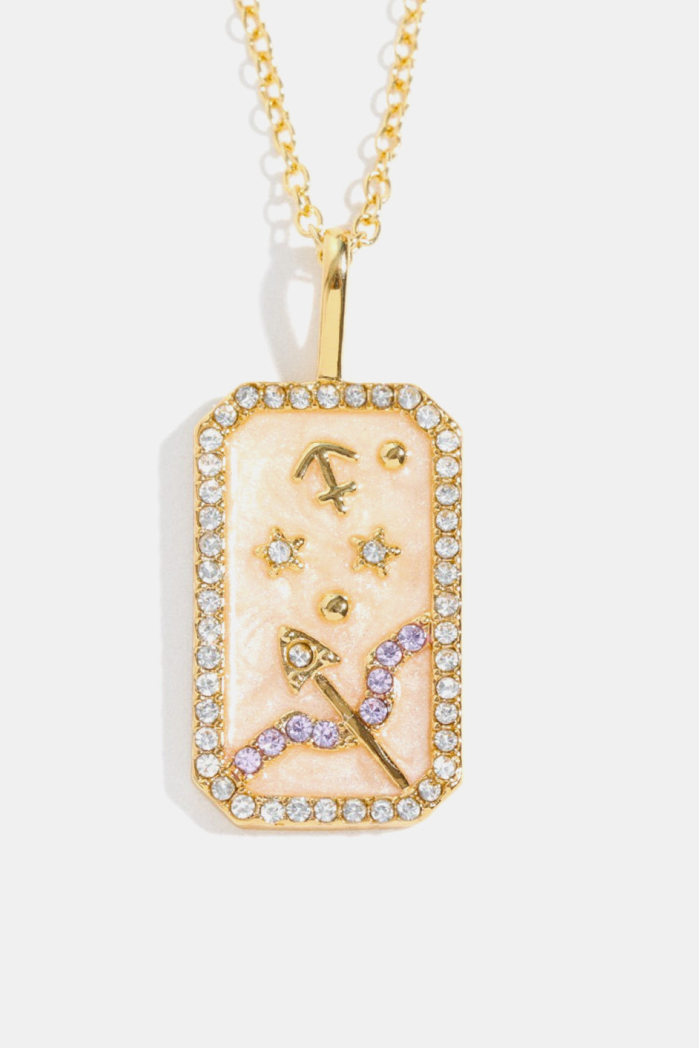 Rhinestone Zodiac Constellation Pendant Copper Necklace