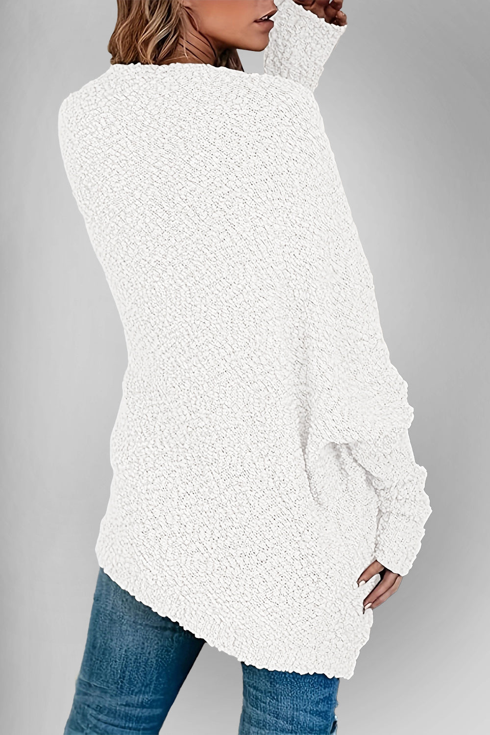 Book Nook Bouclé Open-Front Cardigan