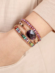 Triple-Layer Natural Amethyst Bracelet