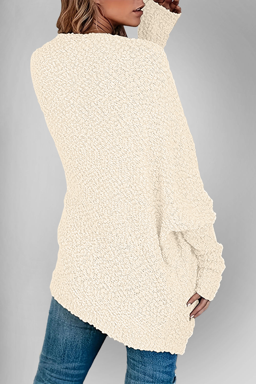 Book Nook Bouclé Open-Front Cardigan