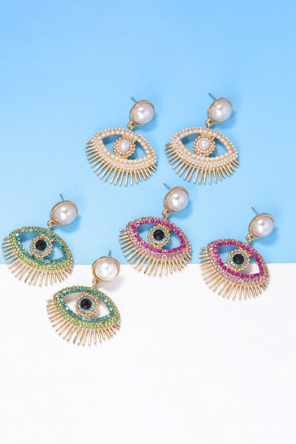 Evil Eye Protection Rhinestone Dangle Earrings
