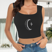 Many Moons Printed TK Exclusive Square Neck Crop Tank Top | Twilight Kisses