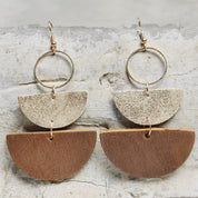 Semi Circle Geometric Leather Dangle Earrings
