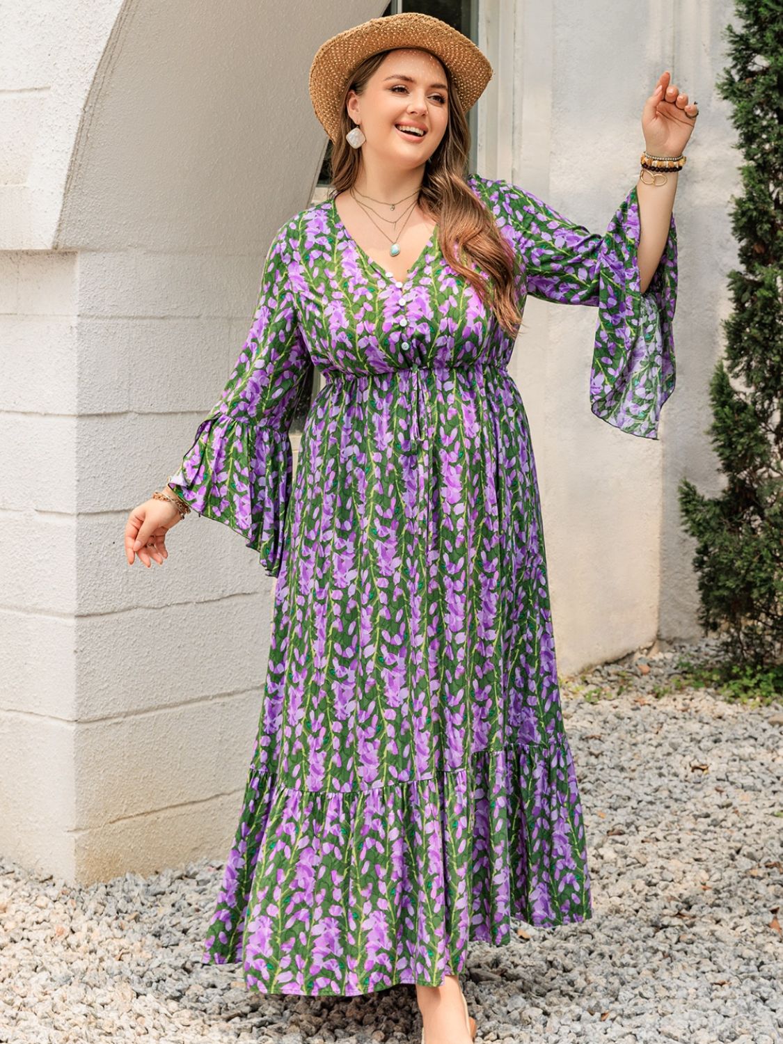 Newport Flared Sleeve Maxi Dress