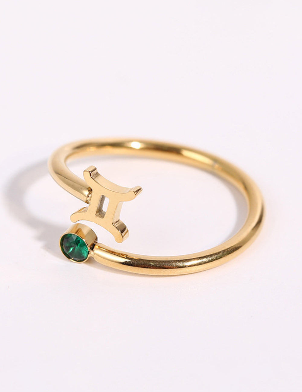 Minimalist Zodiac Gemstone 18K Gold-Plated Bypass Ring