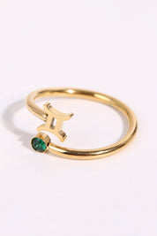 Minimalist Zodiac Gemstone 18K Gold-Plated Bypass Ring