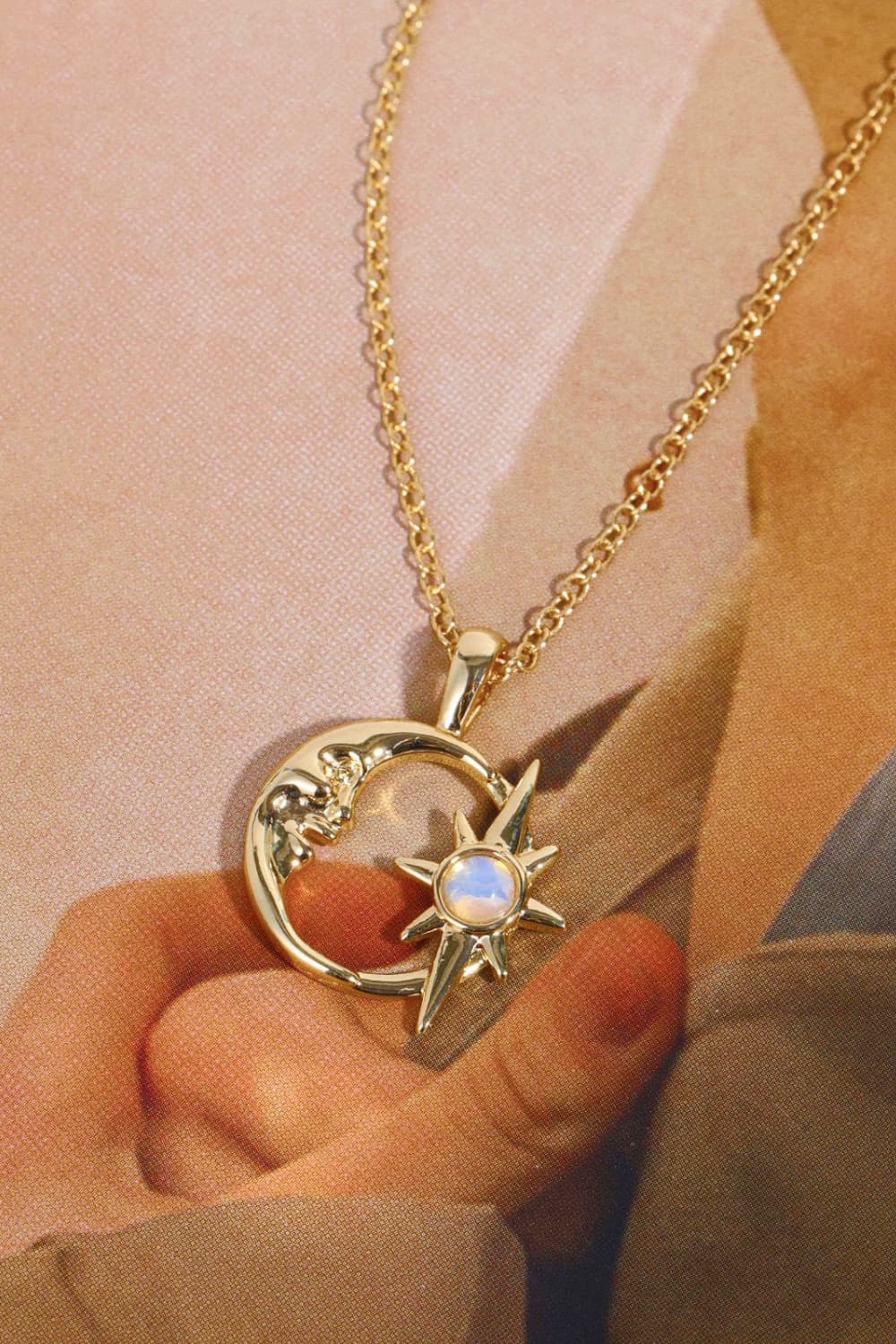 Opal Moon & Star 14K Gold-Plated Pendant Necklace