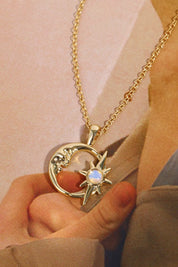 Opal Moon & Star 14K Gold-Plated Pendant Necklace