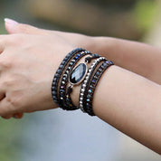 Black Agate Multi Strand Bracelet