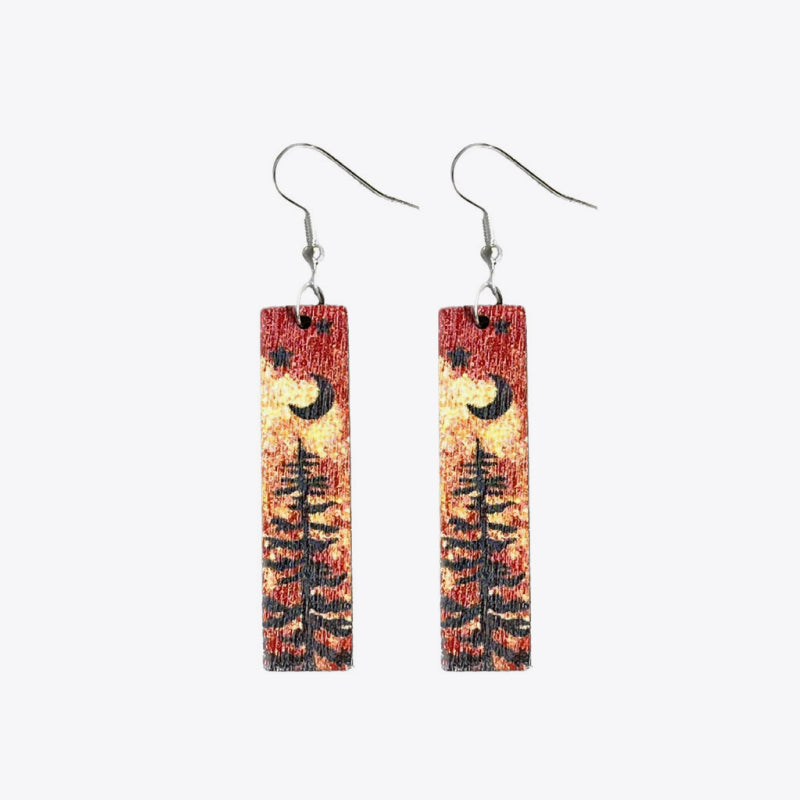 Moonlit Forest Wooden Dangle Earrings