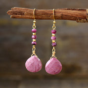 18K Gold-Plated Natural Stone Drop Earrings