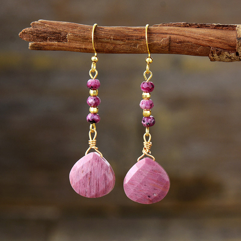 18K Gold-Plated Natural Stone Drop Earrings