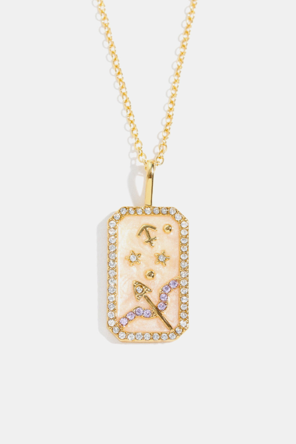 Rhinestone Zodiac Constellation Pendant Copper Necklace