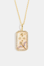 Rhinestone Zodiac Constellation Pendant Copper Necklace