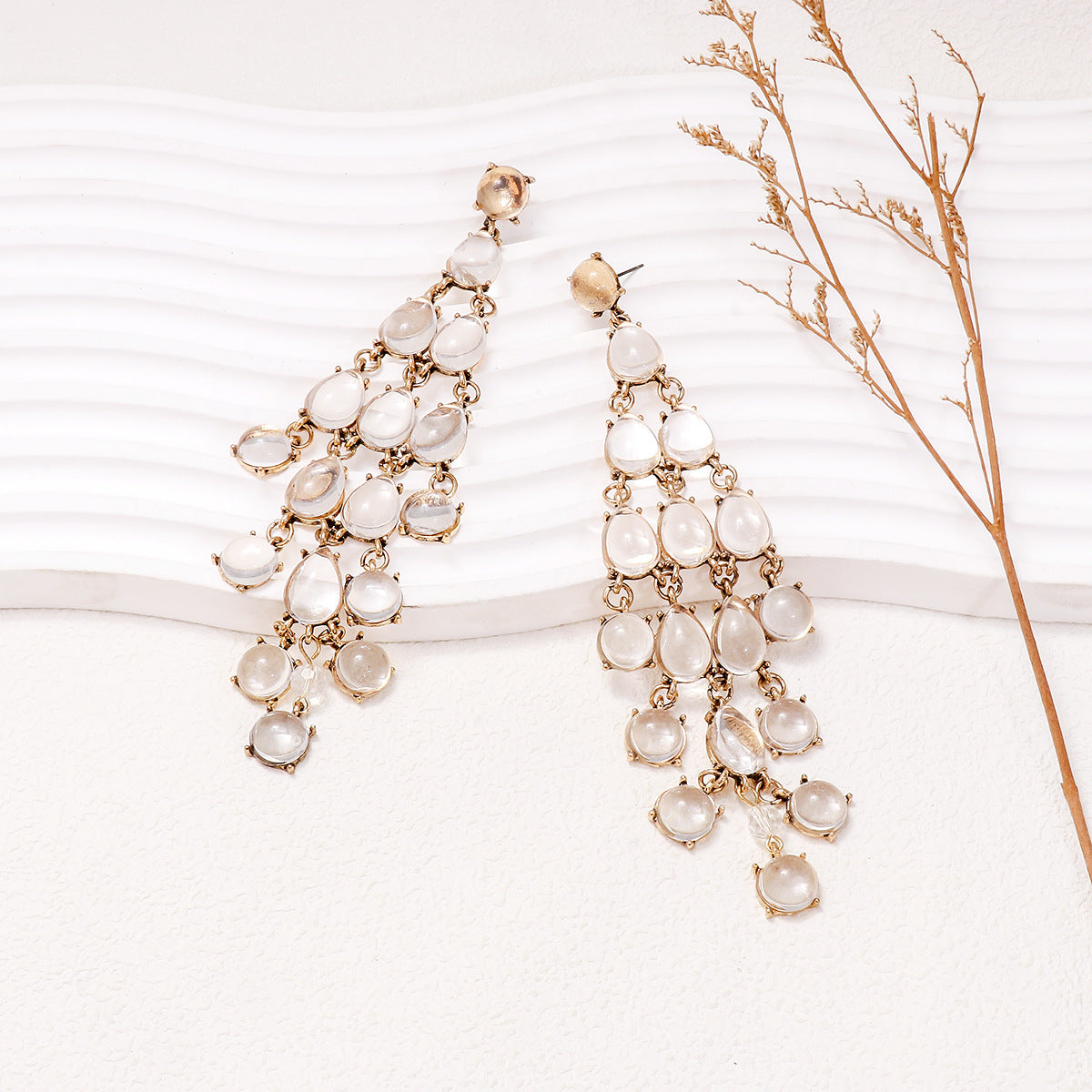 Glass Tiered Drop Earrings