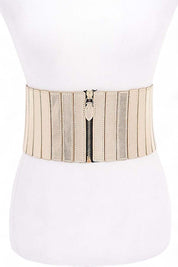 Metallic Stretch Zip Up Corset Belt | Twilight Kisses