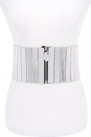 Metallic Stretch Zip Up Corset Belt | Twilight Kisses