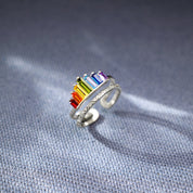 Rainbow Tiara 925 Sterling Silver Double-Layered Ring