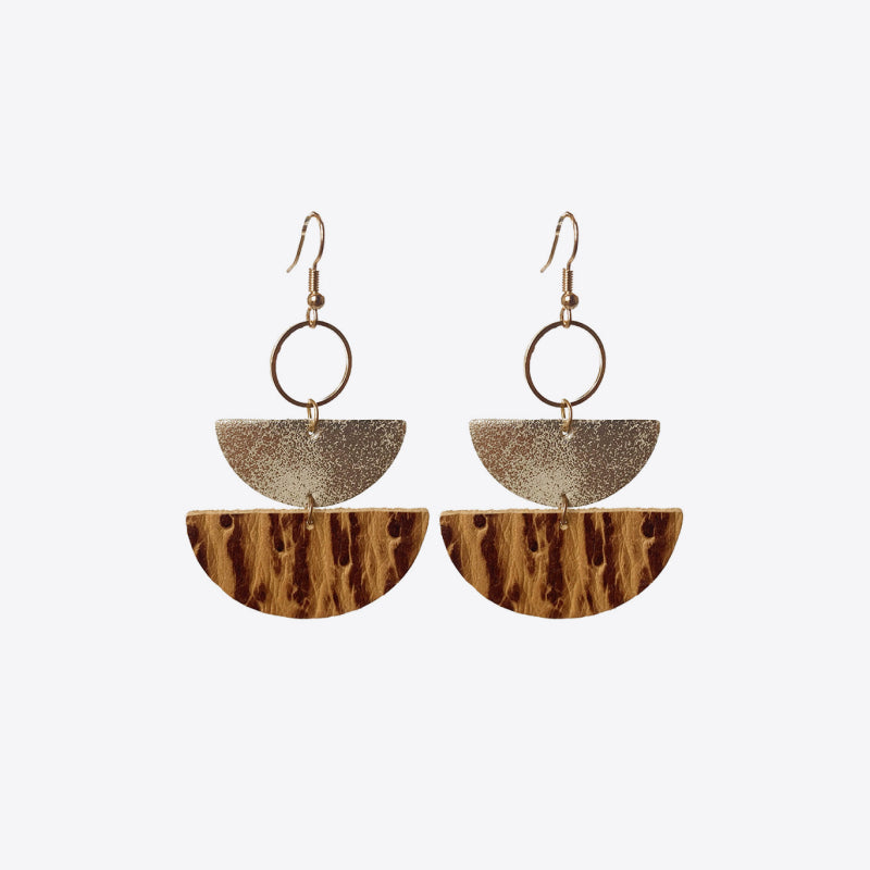 Faux Leather Semicircle Drop Earrings