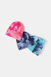 Bi-Color Tie-Dye Cuffed Rib-Knit Beanie