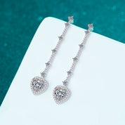 2 Carat Moissanite Heart Drop Earrings