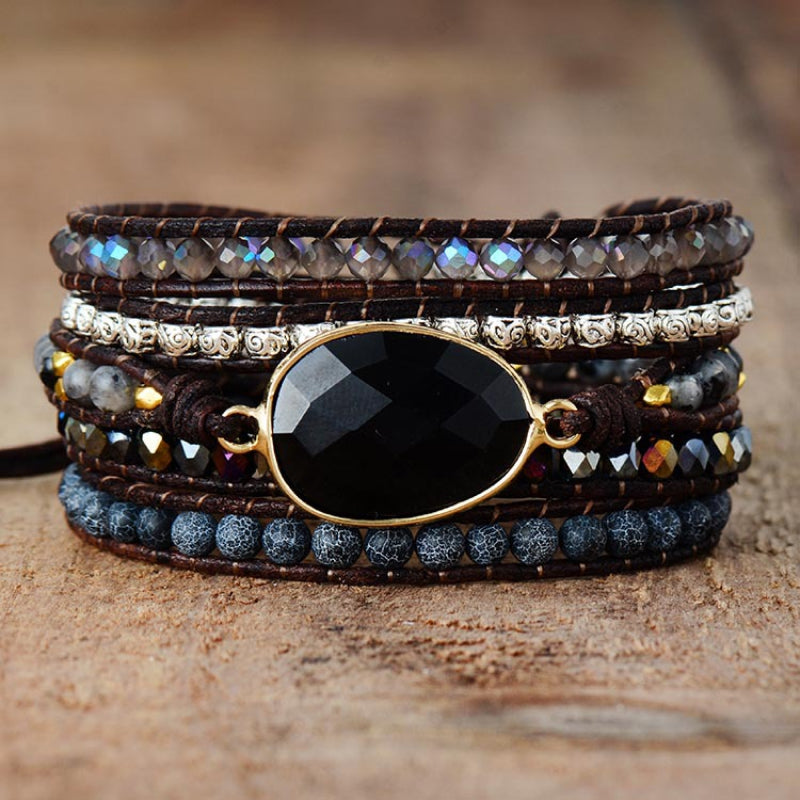 Black Agate Multi Strand Bracelet